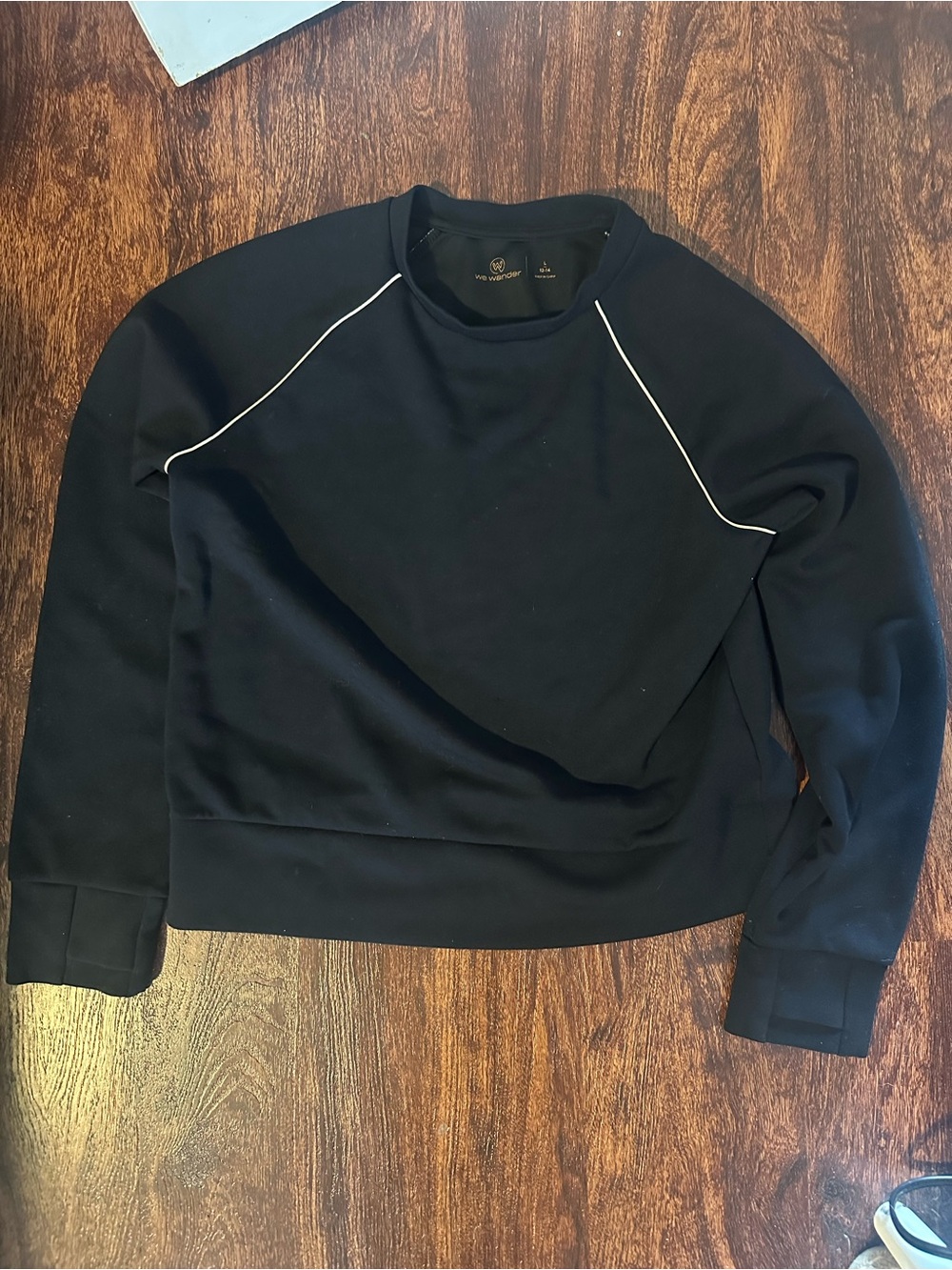 Wander Black Crewneck Sweatshirt with White Piping